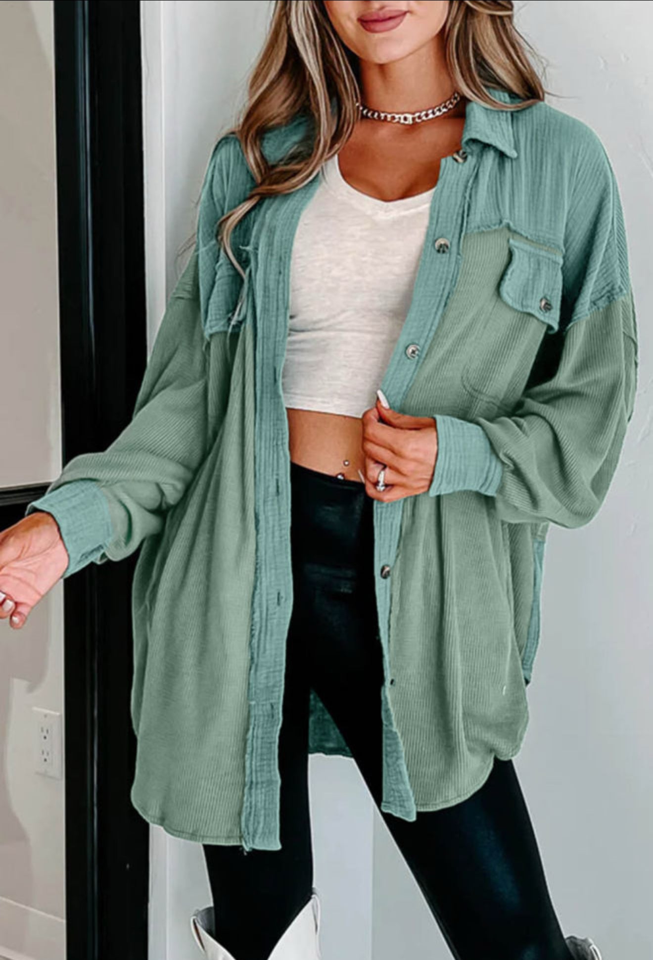Green Mix Tunic Shacket
