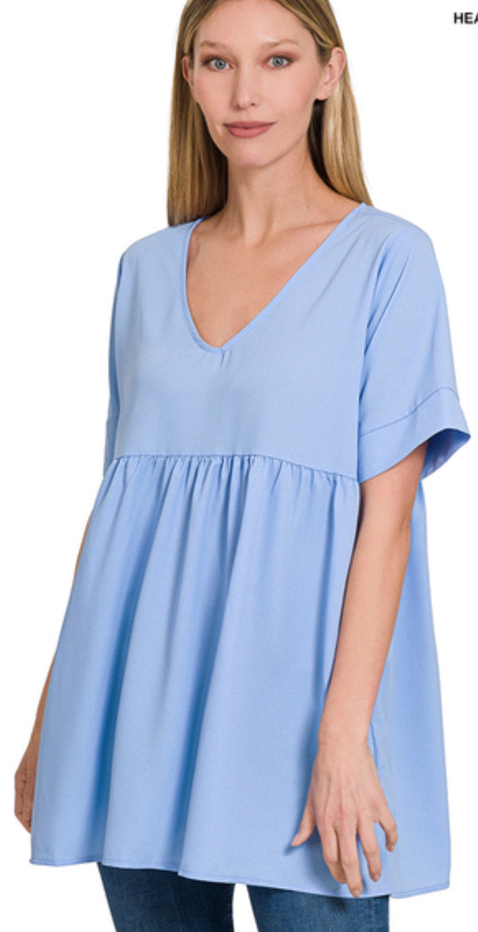 Spring Blue Cuffed Top