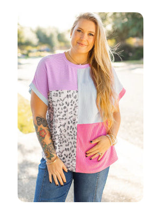 Leopard color block patchwork