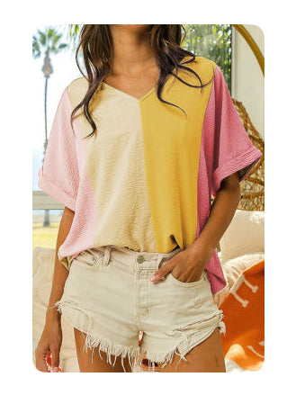 Apricot crinkled color block