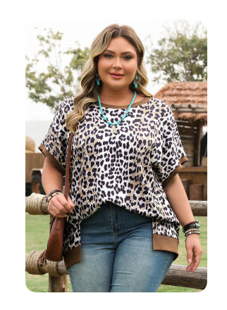 Khaki leopard high low