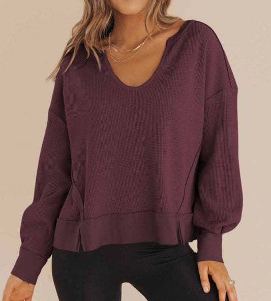 Burgundy Waffle Sweatshirt
